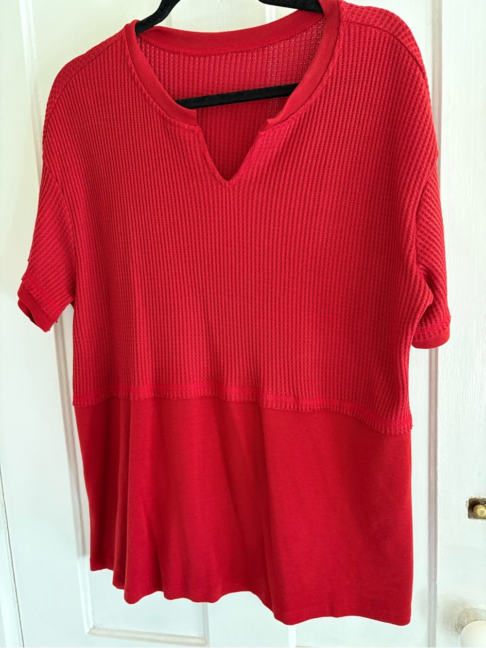 Amazon Red Knit Peplum-Style Short Sleeve Tunic